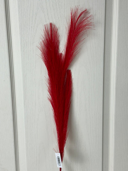 32.75 Inch Red Fabric Grass Plume Spray