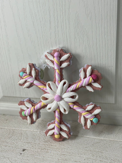 8 Inch Clay Dough Multicolor Snowflake Ornament