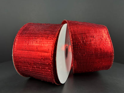 2.5 Inch By 10 Yard Red Metallic Ribbon