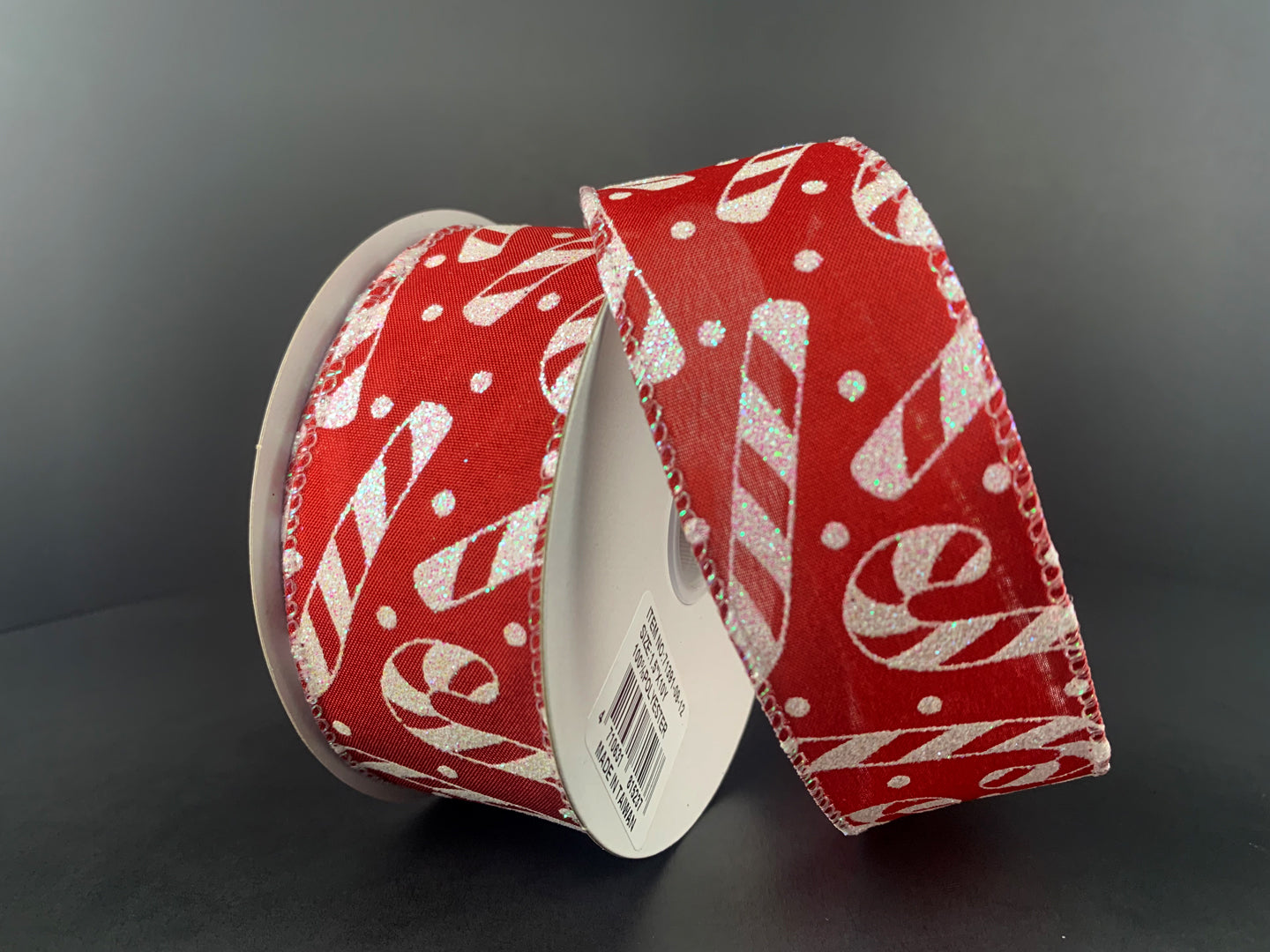 1.5 Inch By 10 Yard Red And White Candy Cane Ribbon