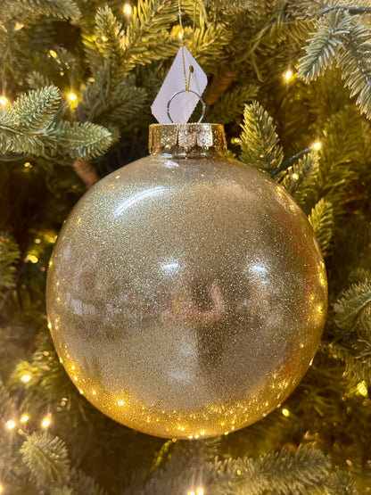 6 Inch Gold Glitter Laquer Look Ornament Ball