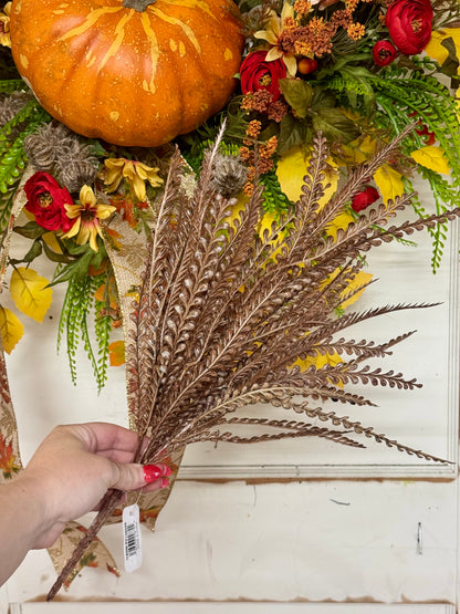 17.5 Inch Brown And White Wash Bead Grass Bush