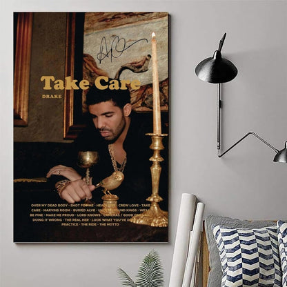 Drake Poster Take Care Album Cover Canvas Art