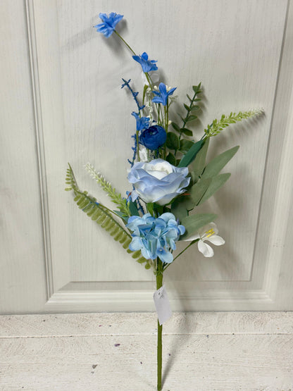 19 Inch Blue Rose Hydrangea Flower Spray