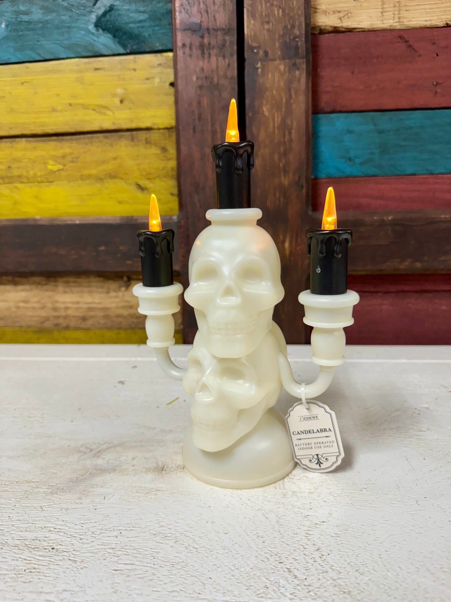 Halloween Light Up Skeleton Candelabra