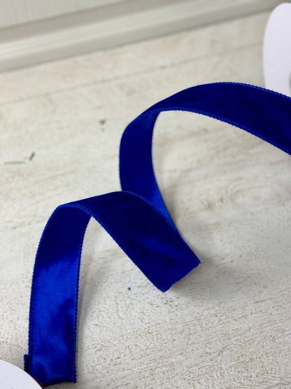 1.5 Inch By 10 Yard Royal Blue Velvet Ribbon With Satin Backing