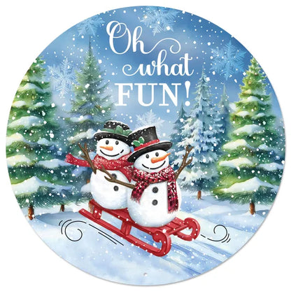 12 Inch Oh What Fun! Snowman Metal Sign