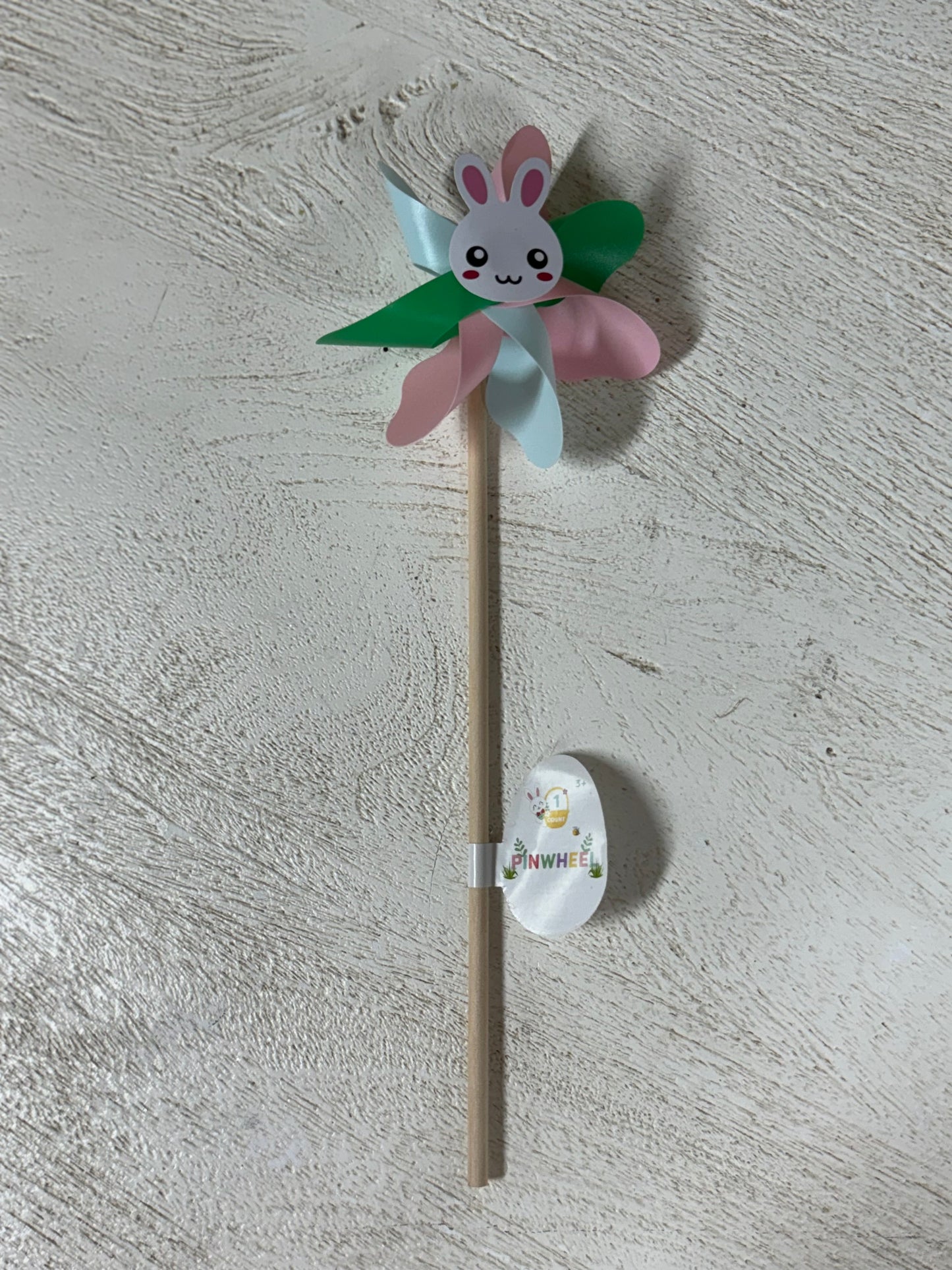 Green Blue And Pink Pinwheel With Easter Bunny