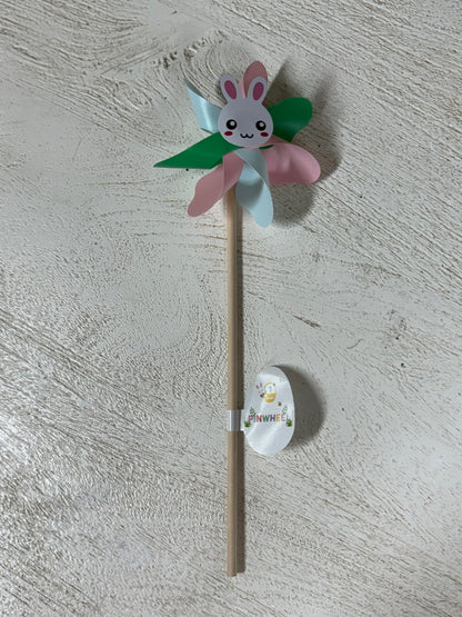 Green Blue And Pink Pinwheel With Easter Bunny