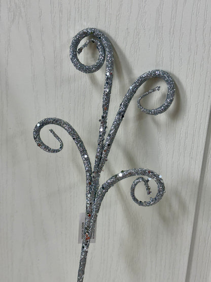 21 Inch Silver Curly Glitter Tubing Spray