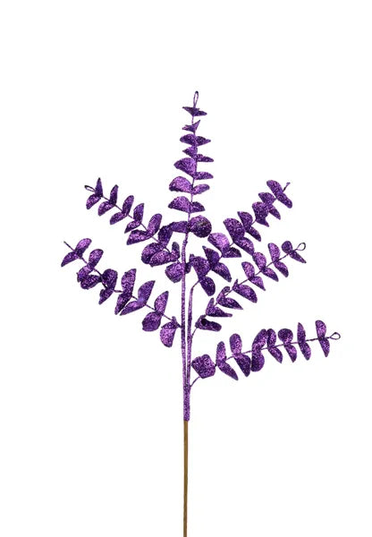 17 Inch Purple Glitter Eva Eucalyptus Pick