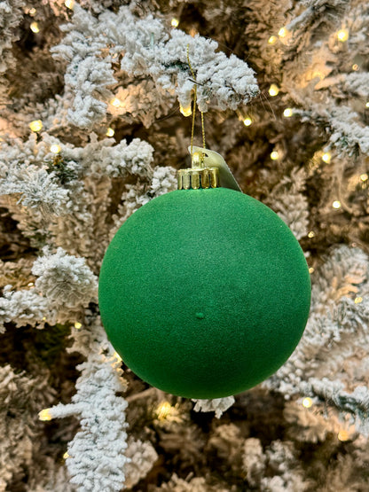 5 Inch Emerald Green Smooth Flocked Ornament Ball