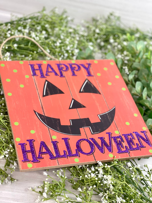 Happy Halloween Jack O' Lantern Wooden Sign