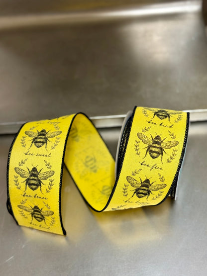 2.5 Inch By 10 Yard Yellow And Black Classic Honey Bee Ribbon