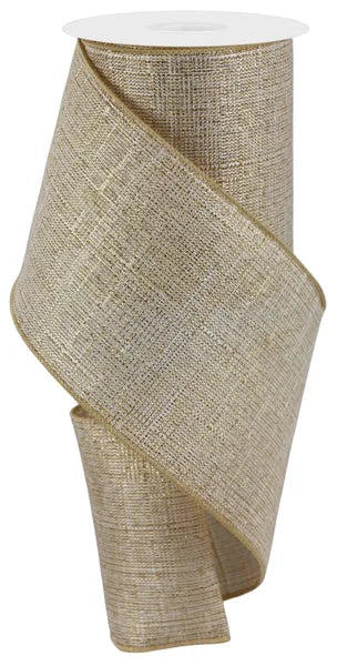 4 Inch By 10 Yard Cream And Gold Royal Metallic Ribbon