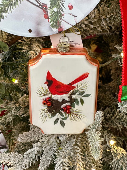 4.75 Inches Glass Cardinal Ornament Two Styles