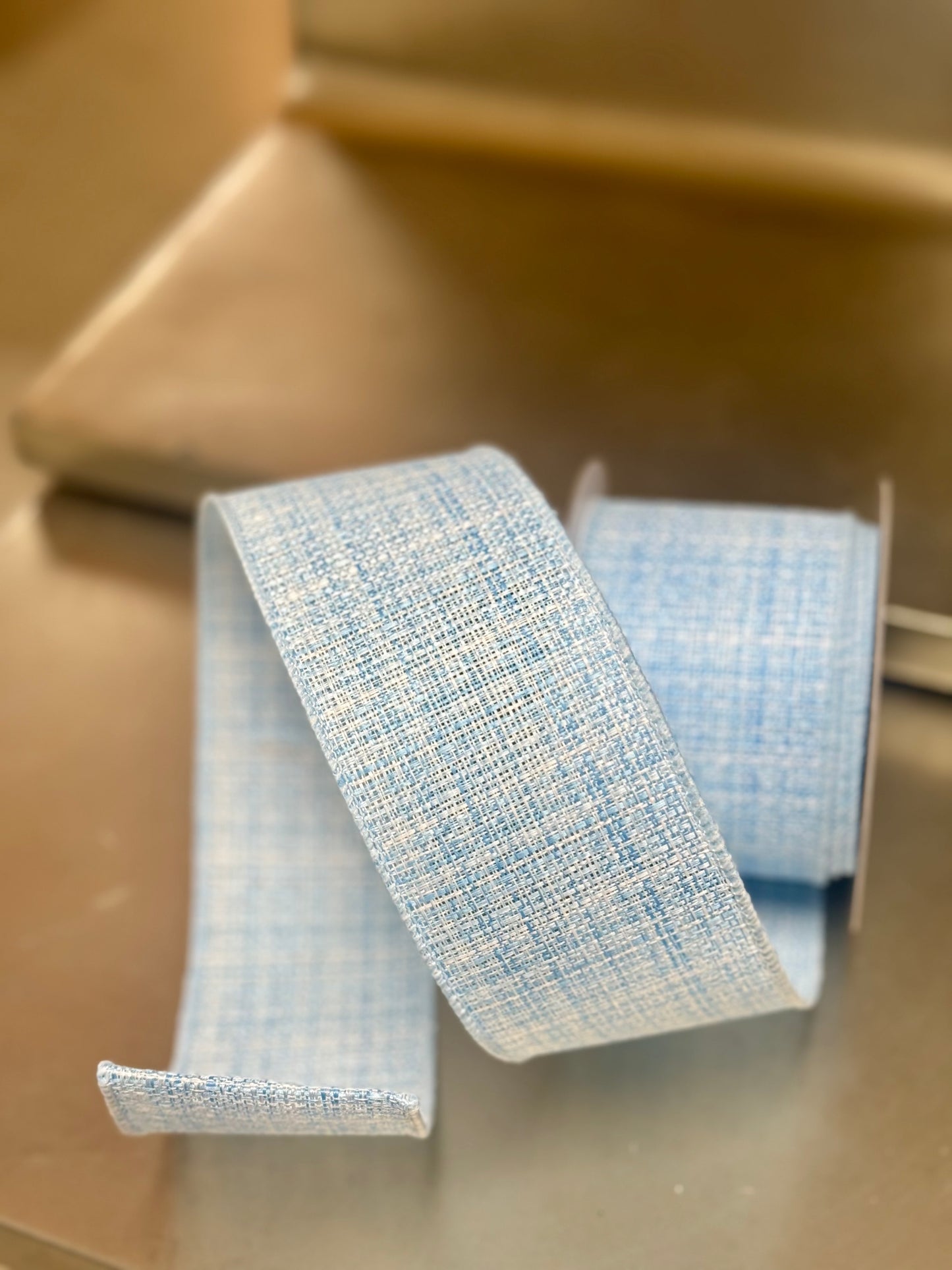 2.5 Inch By 10 Yard Light Blue Cross Check Ribbon