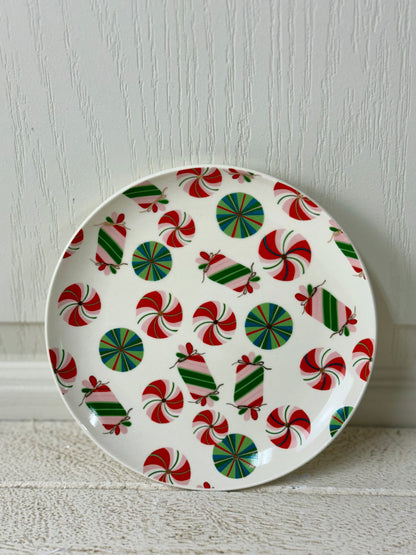 6 Inch Round Ceramic Plate Holiday Pattern Four Styles