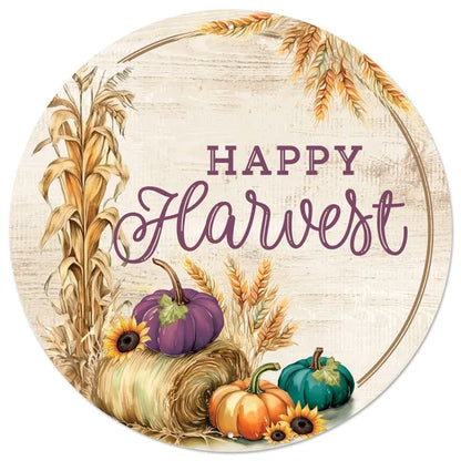12 Inch Happy Harvest Metal Sign