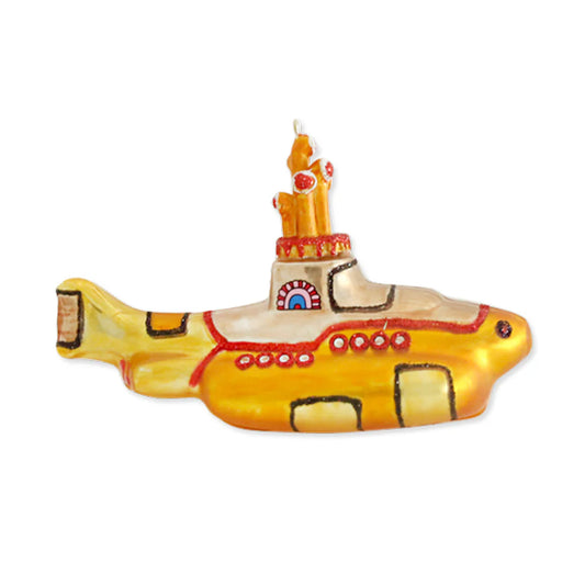 Kat And Annie Yellow Submarine Glass Ornament