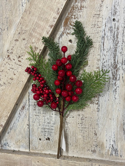 14 Inch Red Berry Holly Spray
