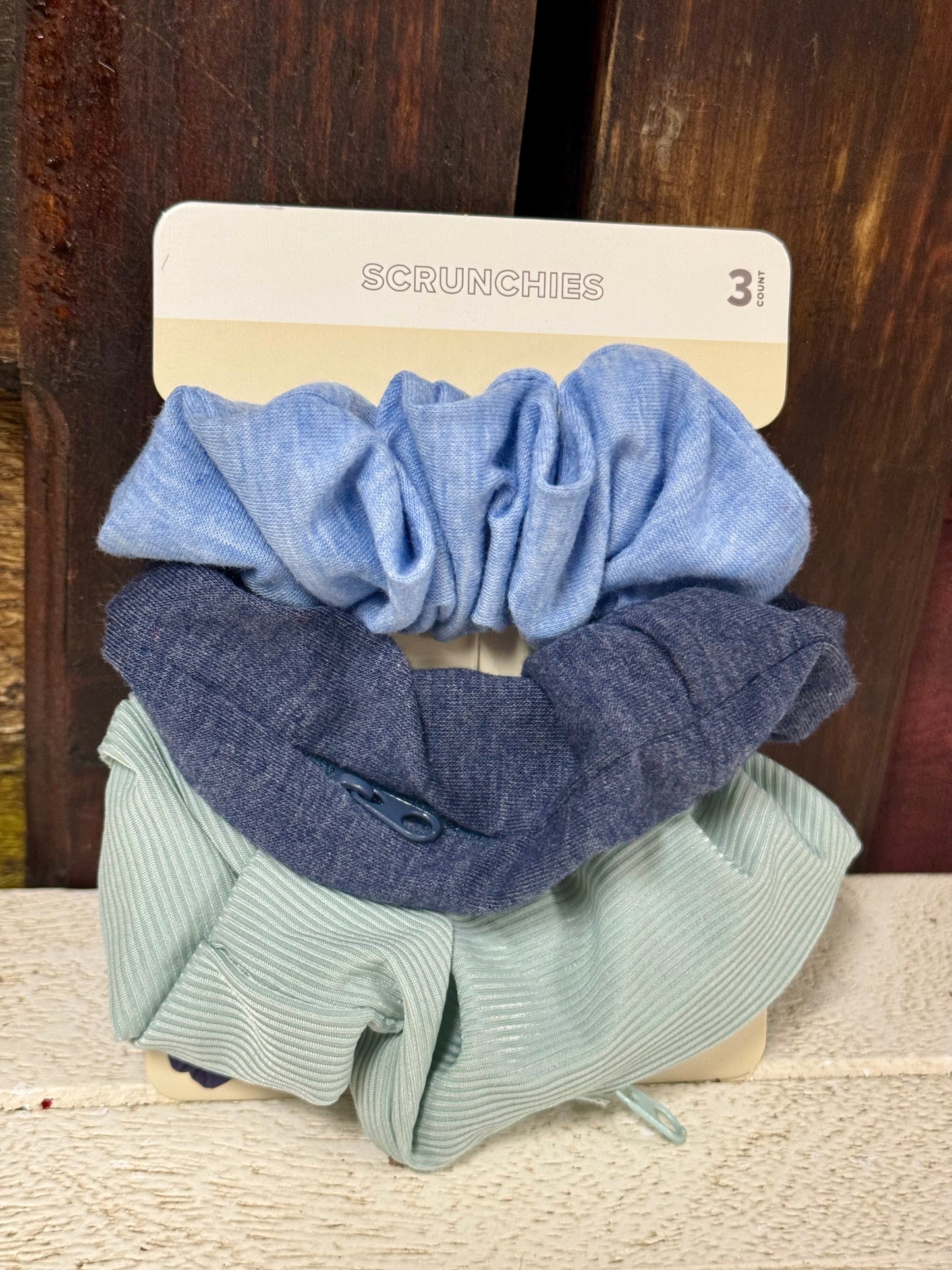 Blue And Green Pack Of Three Scrunchies