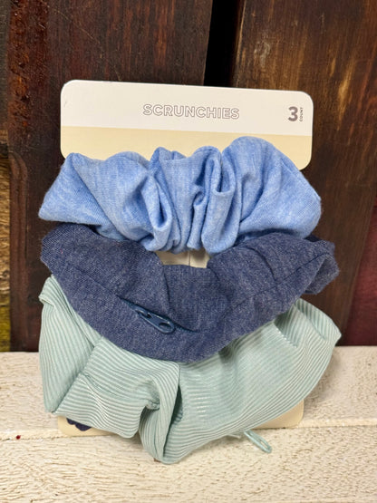 Blue And Green Pack Of Three Scrunchies