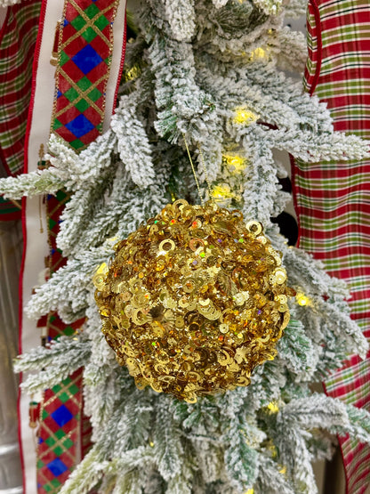 5 Inch Gold Sequin Glitter Ornament