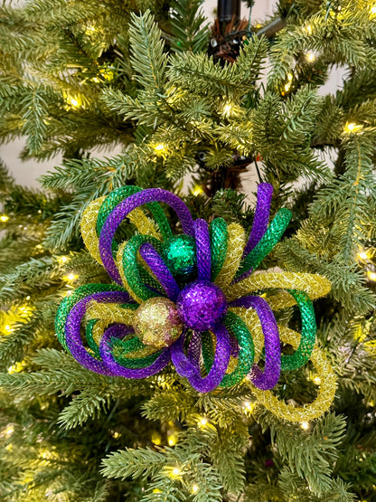 12 Inch Mardi Gras Foil Glitter Ball Curly Pick