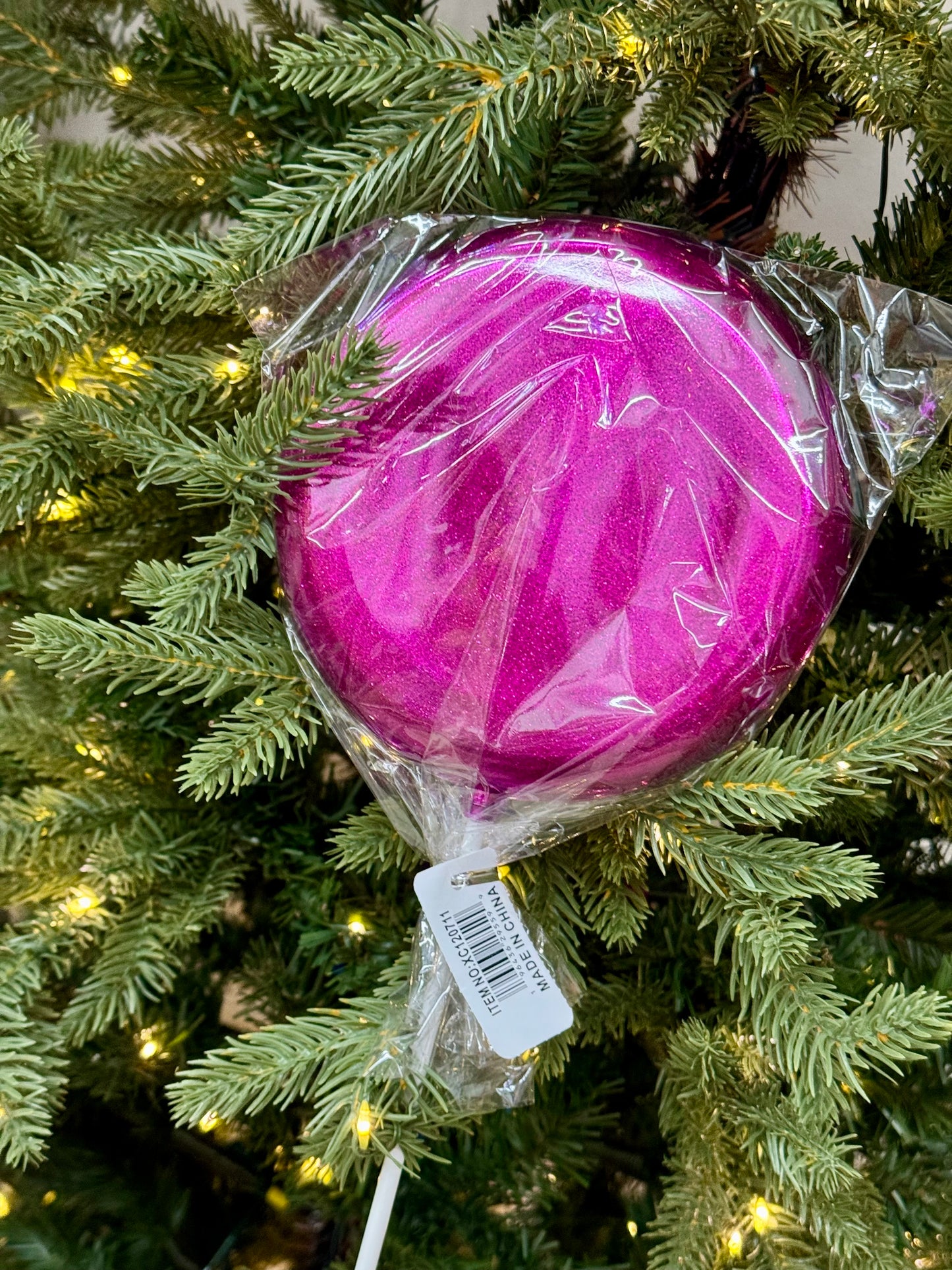 6 Inch Hot Pink Glitter Lollipop With Stick
