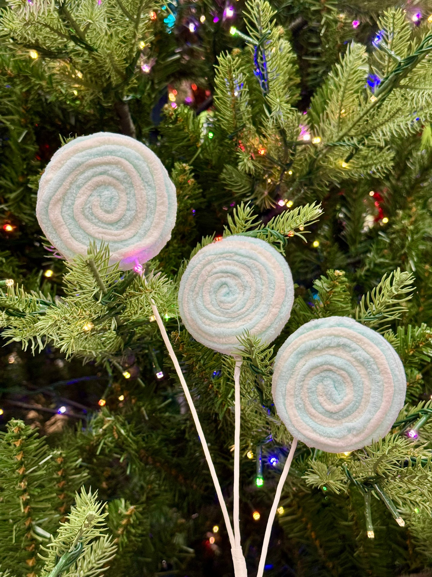 19 Inch Blue And White Chenille Candy Spray