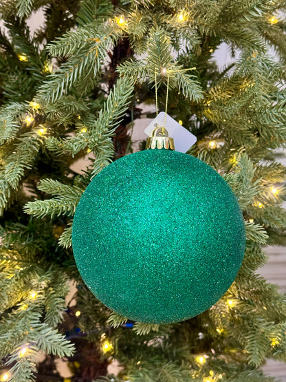 6 Inch Hunter Green Glittered Ornament Ball