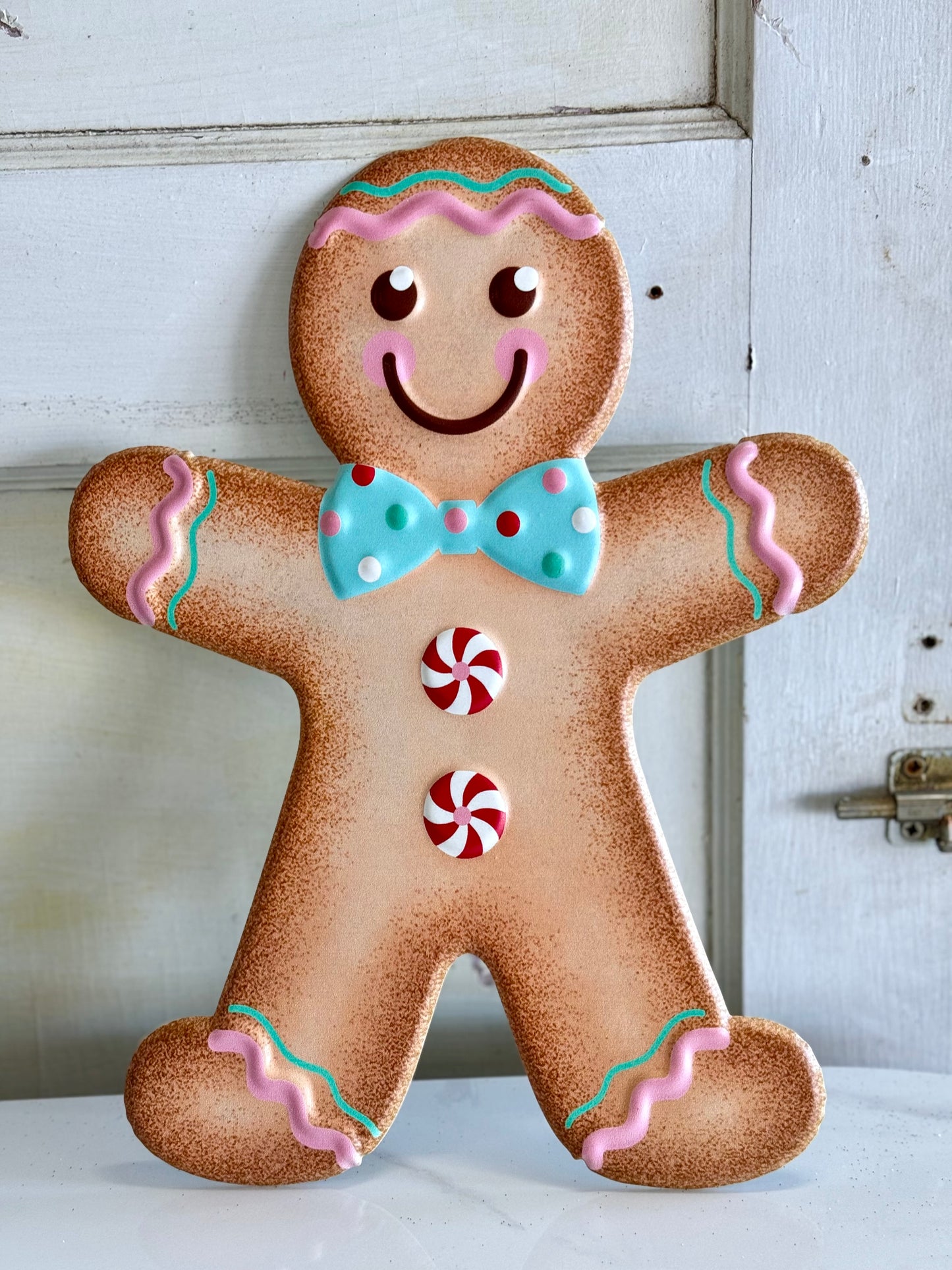 12 Inch Pastel Gingerbread Metal Boy Sign