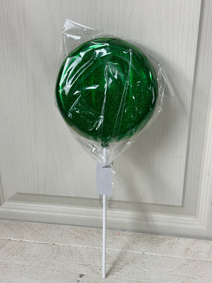 6 Inch Emerald Green Glitter Lollipop With Stick