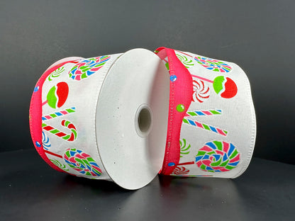 2.5 Inch By 10 Yard Colorful Christmas Candy Land Ribbon