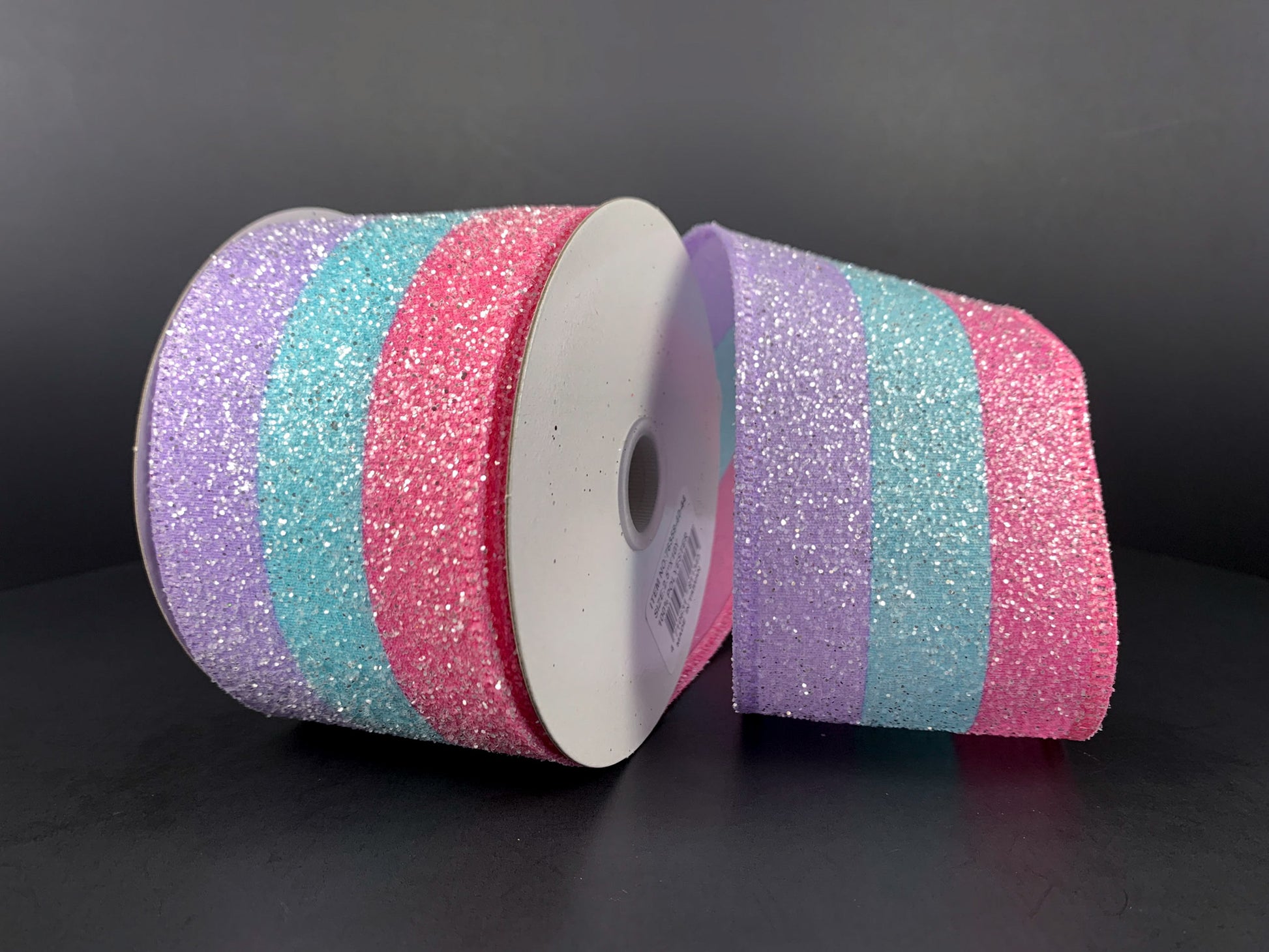 Wired Pink Glitter Ribbon, Pink Ribbon for Wreaths and Bows, 2.5 X 10 YARD  ROLL 