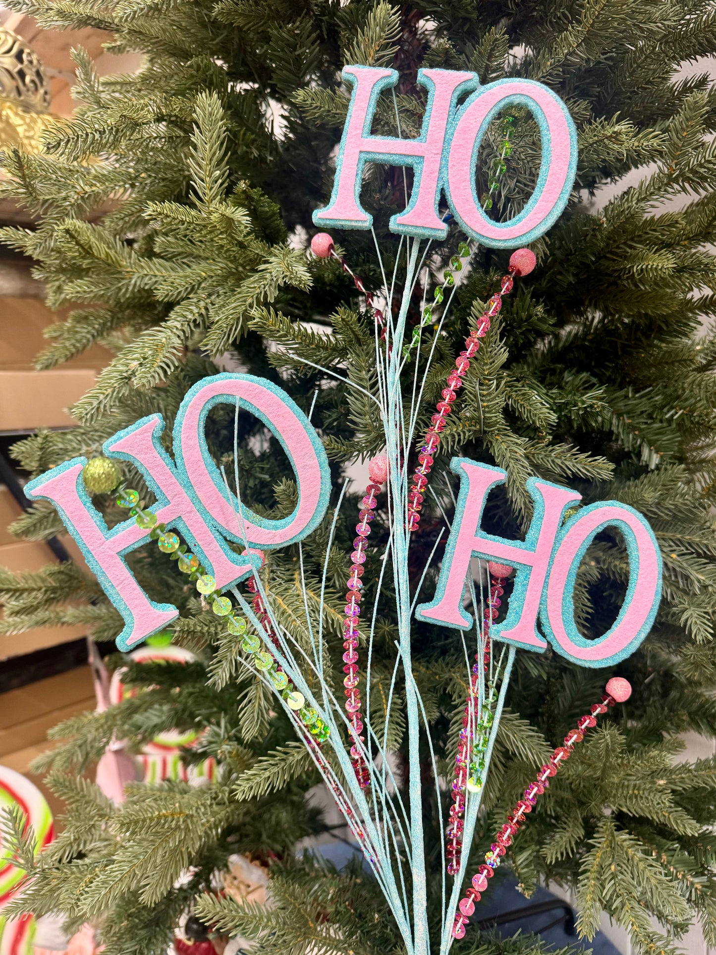 37 Inch Ho Ho Ho Pastel Glitter Spray