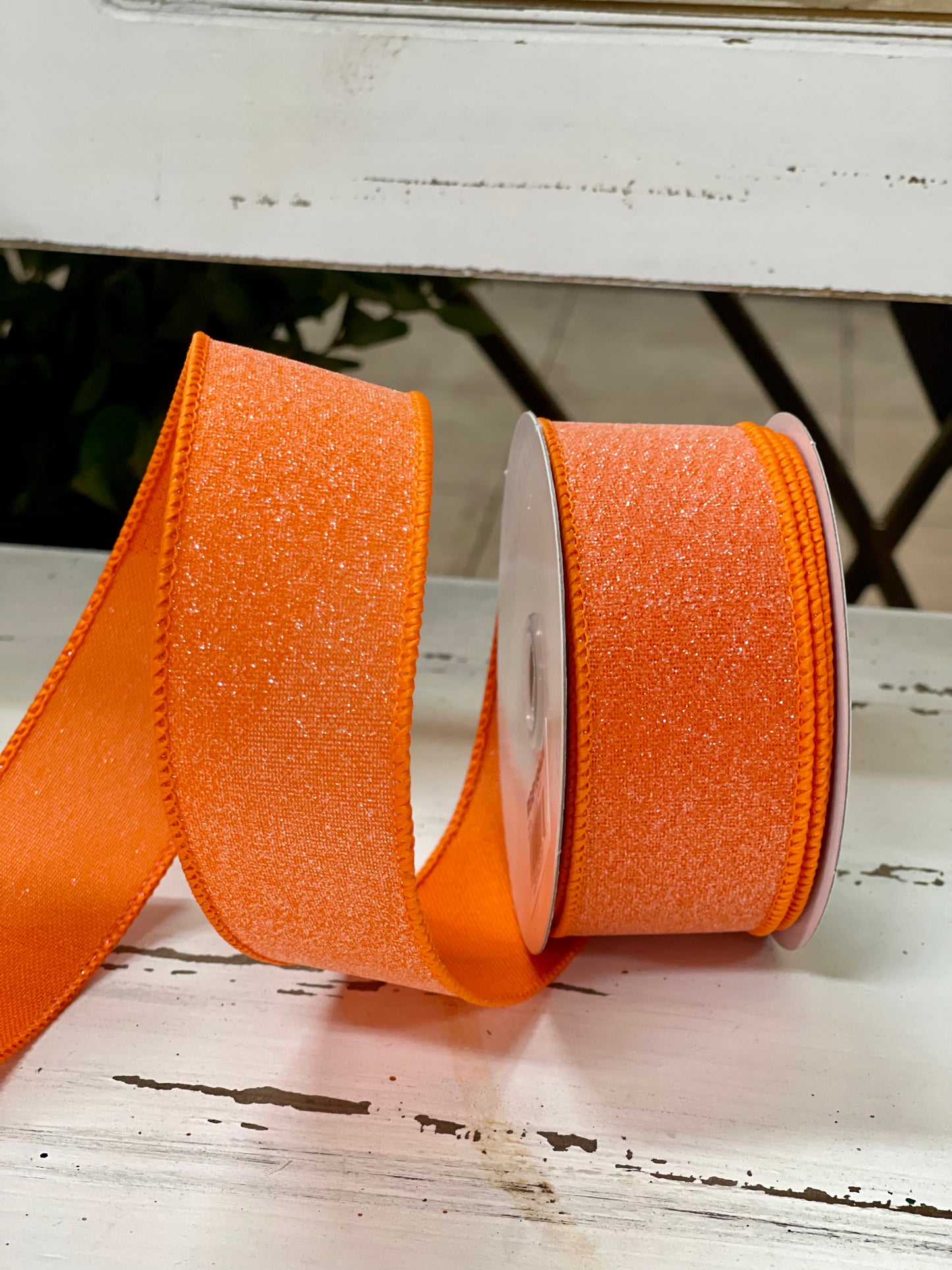 1.5 Inch By 10 Yard Orange Crystal Shine Ribbon