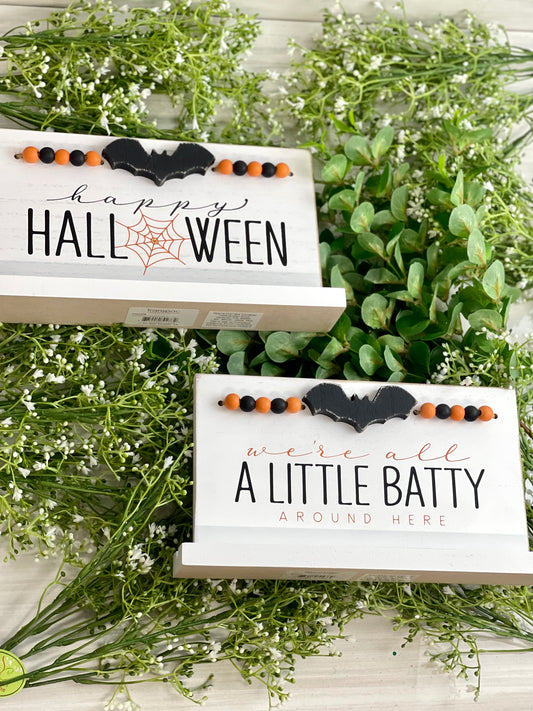 Halloween Batty Wood Tabletop Decor Two Styles