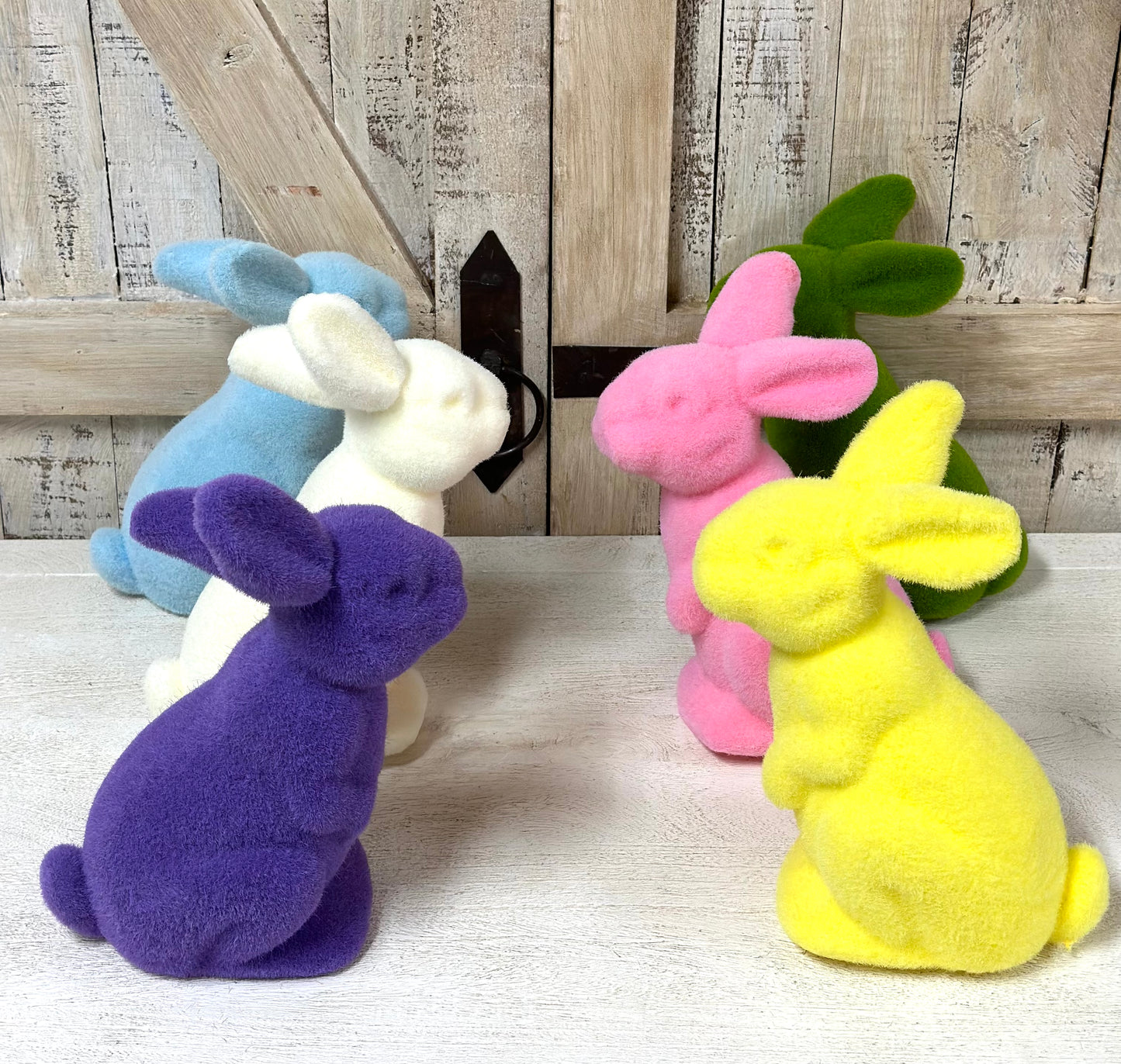 Flocked Sitting Rabbit Six Assorted Colors