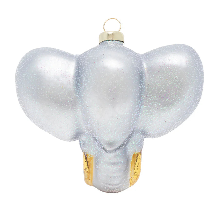 Kat And Annie Shimmering Elephant Glass Ornament