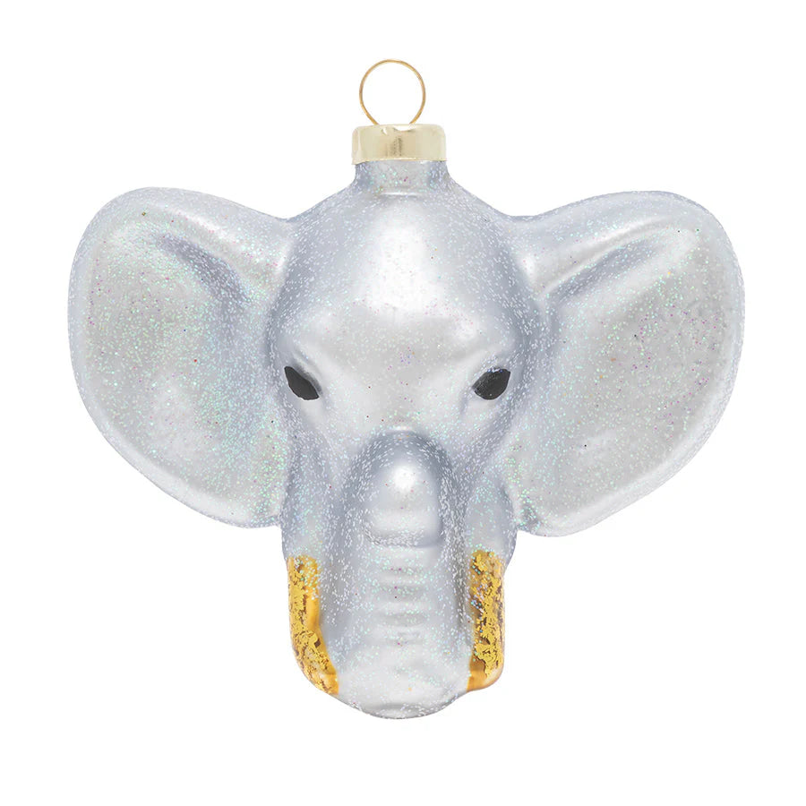 Kat And Annie Shimmering Elephant Glass Ornament