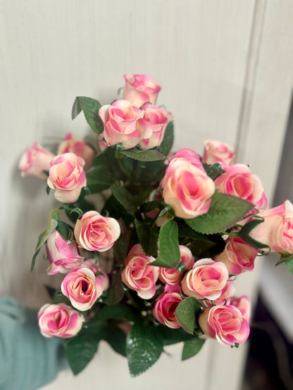 19 Inch Pink Rose Bud Bush