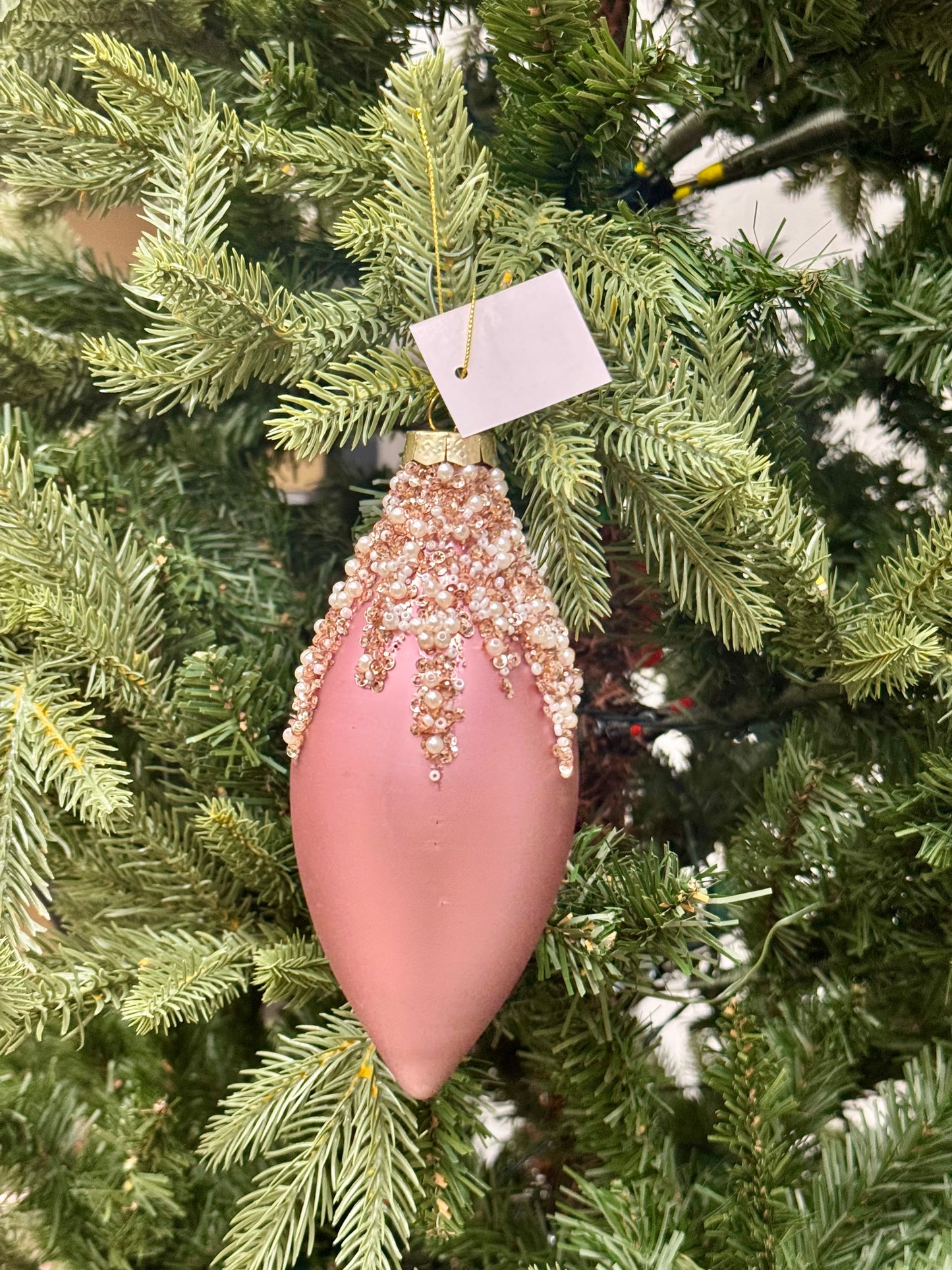 4-7 Inch Matte Rose Glitter Glass Ornament Three Styles