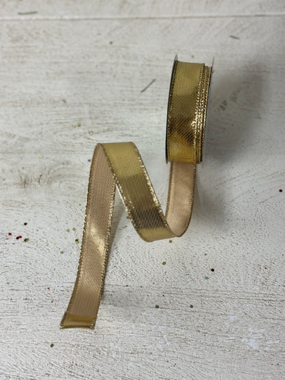 7/8 Inch By 10 Yard Gold Metallic Ribbon