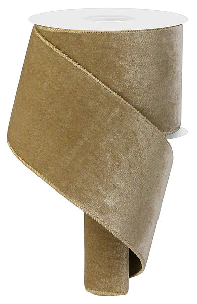 4 Inch By 10 Yard Taupe Deluxe Velvet With Satin Backing Ribbon