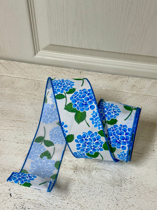 2.5 Inch By 10 Yard Blue Hydrangea Ribbon