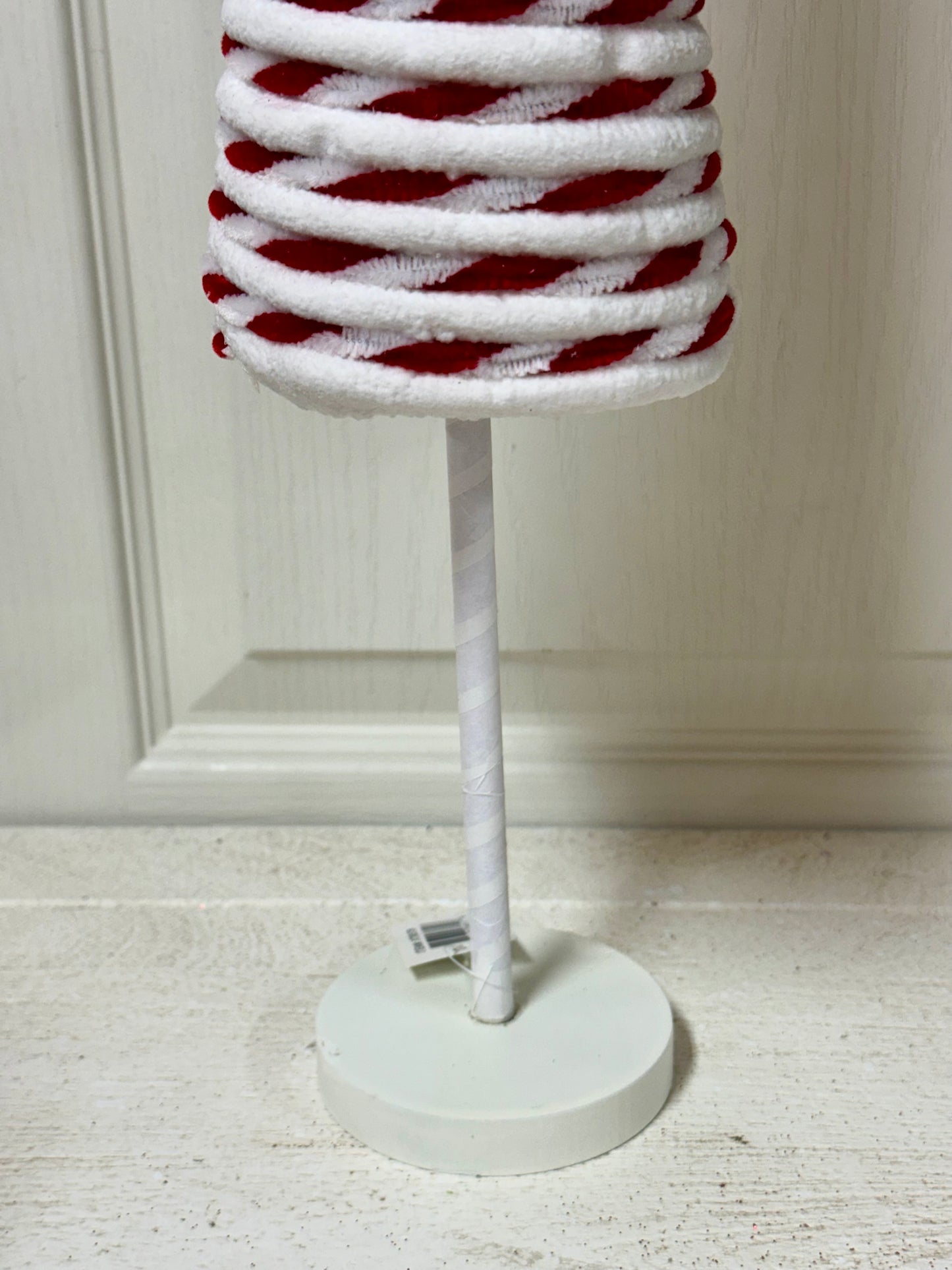 21 Inch Red And White Tinsel Glitter Twisted Cone Tree