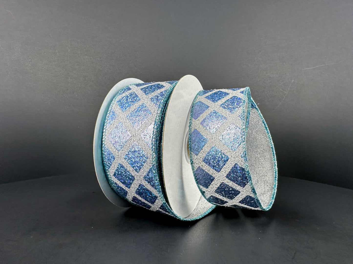 1.5 Inch By 10 Yard Sky Blue And Silver Laser Metallic Ribbon