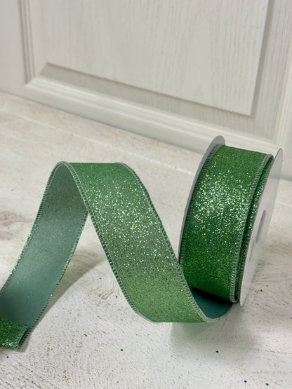 1.5 Inch By 10 Yard Sage Green Shimmer Glitter Ribbon